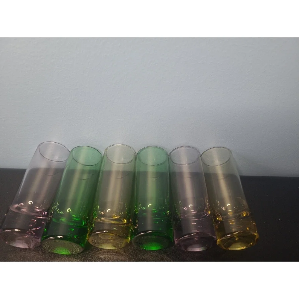 6 Shot Glasses Multi-Colored Glass‎ Vodka Aperitif Liqueur Cordial 3.5